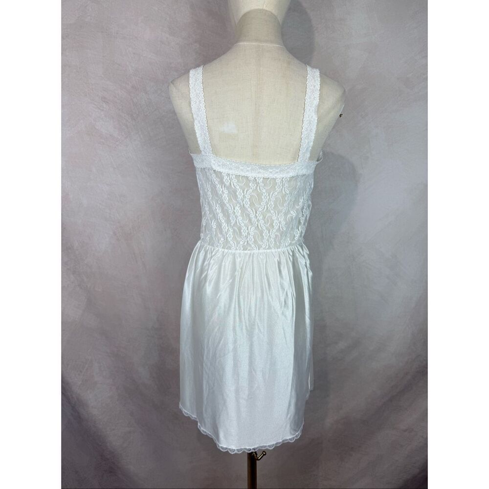 Vintage Basic Image White Lace Size Large Slip Nightgown Baby Doll Lingerie - Picture 4 of 6